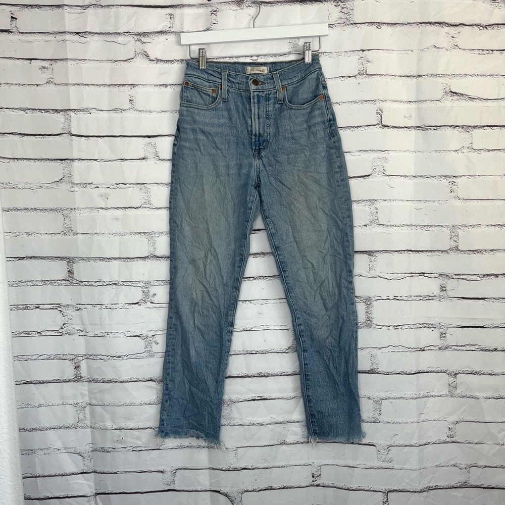 Madewell Vintage High Rise Straight Jeans Light Wash Women’s 24 Distressed Y2K